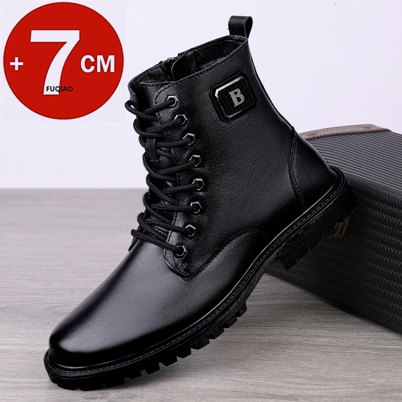 Men'S Shoes Hoka Sale - Men's Genuine Leather Elevator Boots Winter