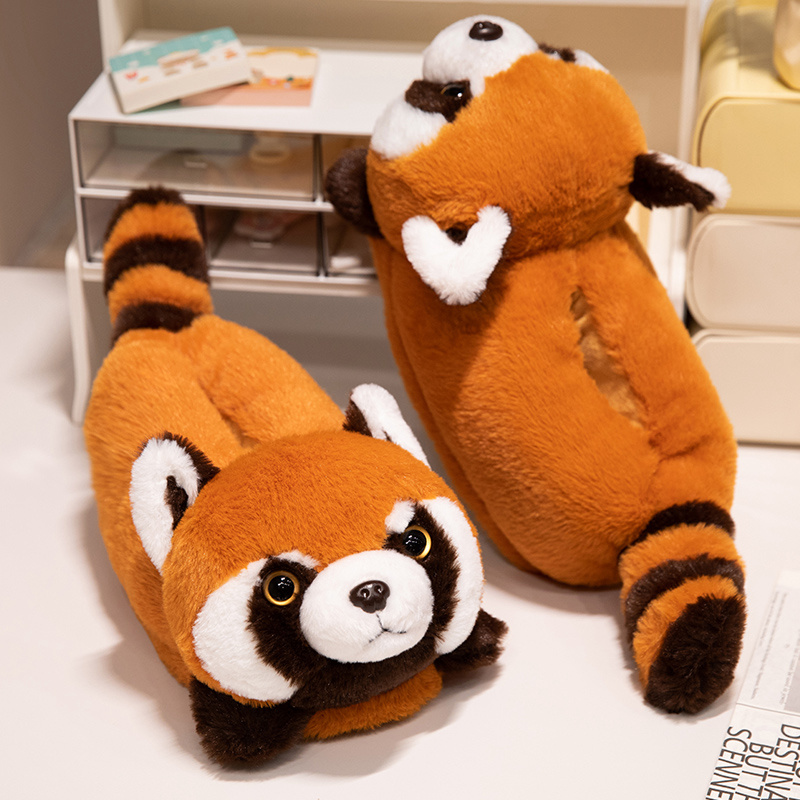 Men Shoes Red Tape - Highland Cow Red Panda Plush Slippers