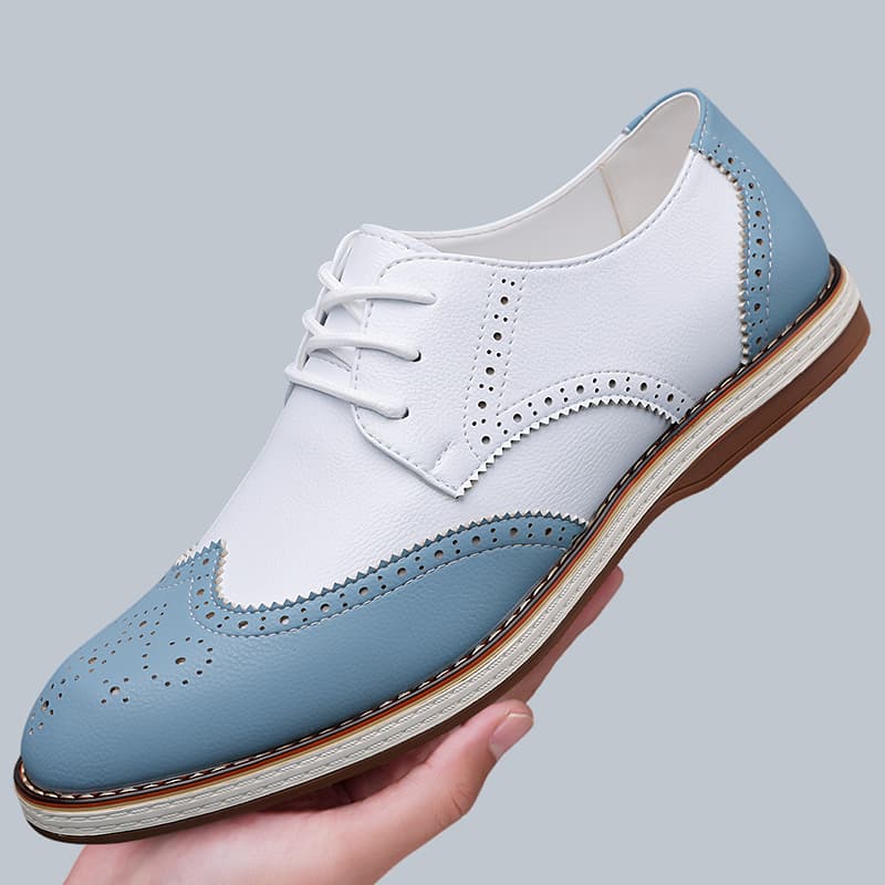 Men'S Shoes Hush Puppies - Mens White Blue Two Tone Brogue