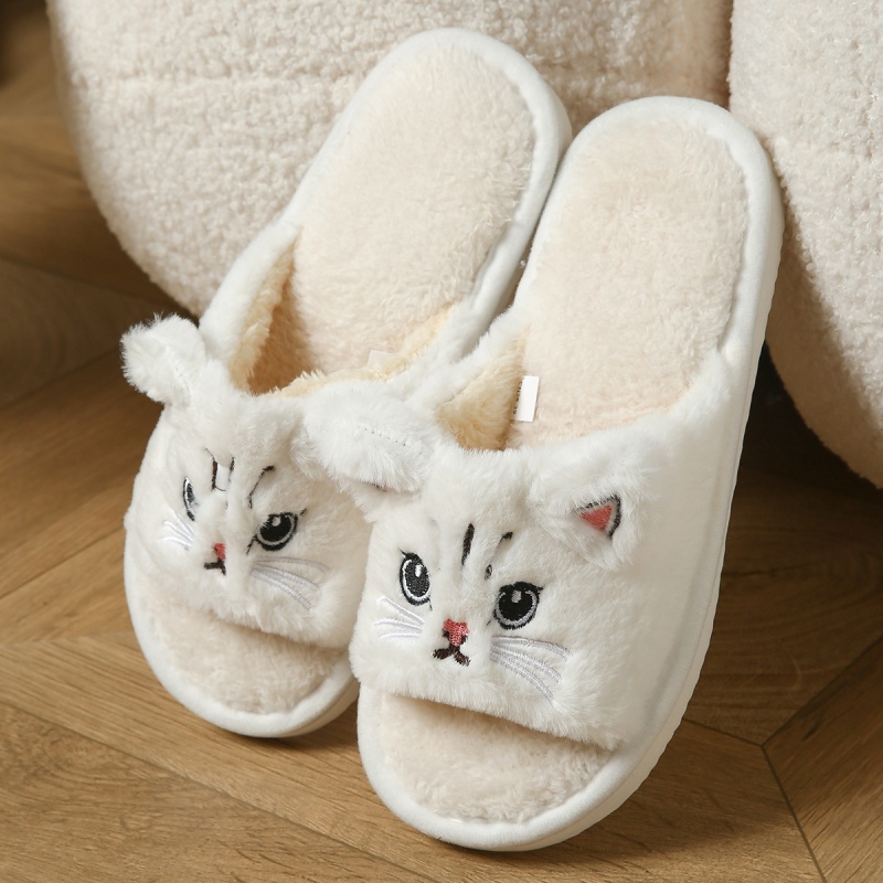 Men Shoes On Sale - Cute Cat Plush Flip Flops For