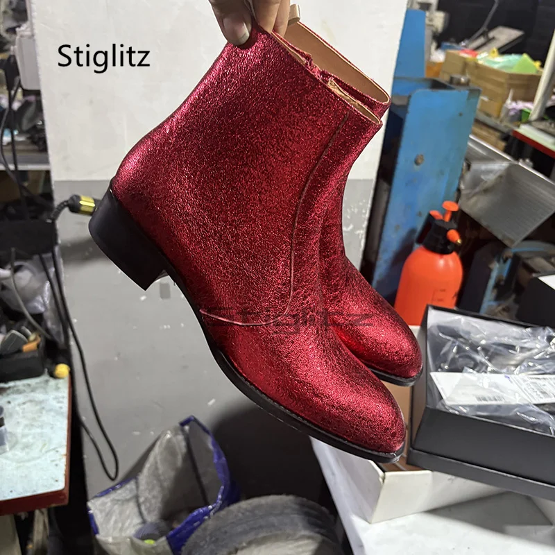 Red Genuine Leather Chelsea Bo - огляд і ціна Men Shoes Size 11