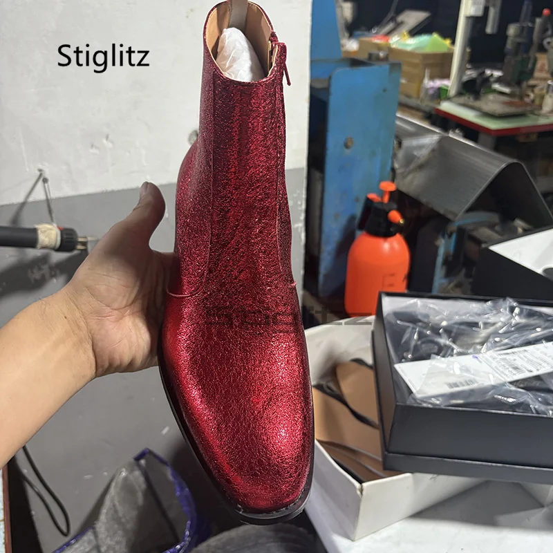 Red Genuine Leather Chelsea Bo - огляд і ціна Men Shoes Size 11
